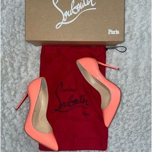 Christian Louboutin Pigalle Follies 100 Patent Flamingo Pump Size 36.5